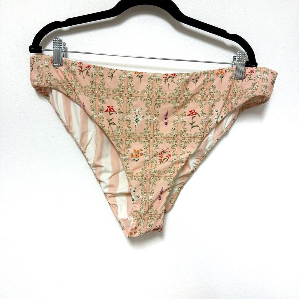 NEW Agua Bendita x Target Floral Striped Reversible Bikini Bottoms - 1X